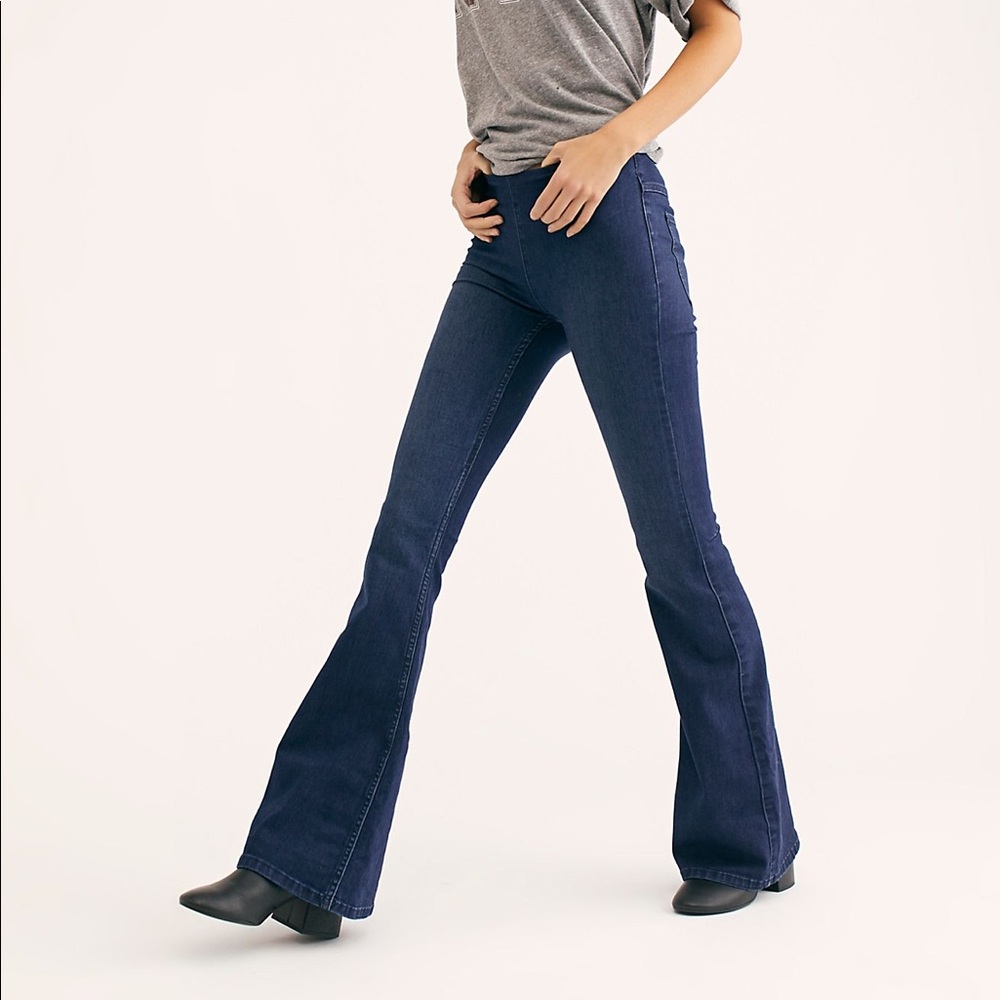 Free People Pull On Flared Jeans